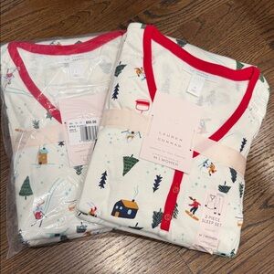 LC Lauren Conrad Women's Pajama Set - White with Red Accents